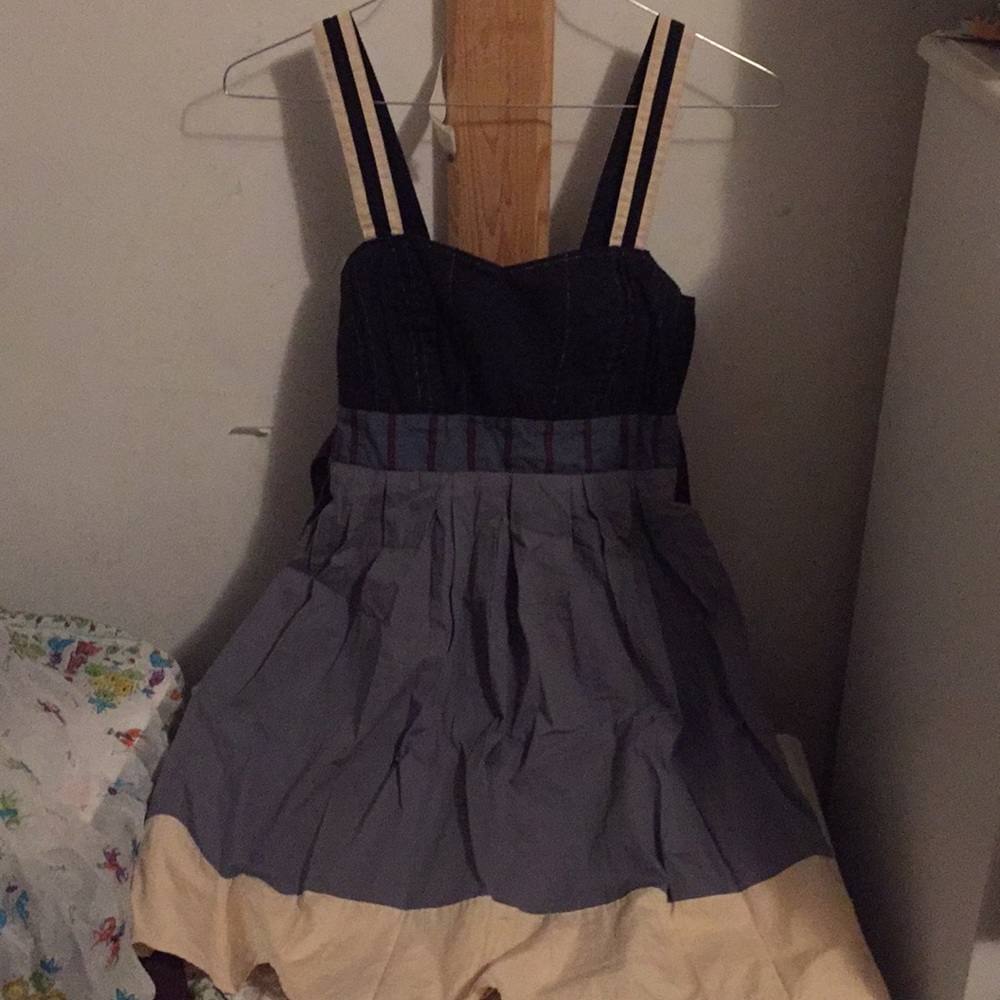 lux grey black grey and cream dress